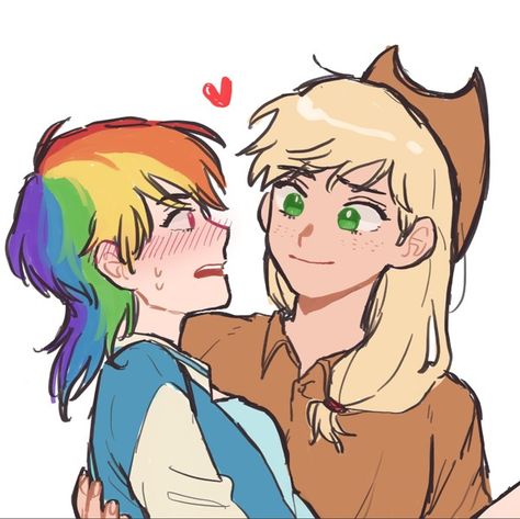 Rainbow Dash and Applejack Rainbow Dash And Applejack, Mlp Ships, Girl Pony, Cartoon Fanart, Apple Jack, Cartoon Books, My Little Pony Comic, Cartoon Tv Shows, Mlp Equestria Girls