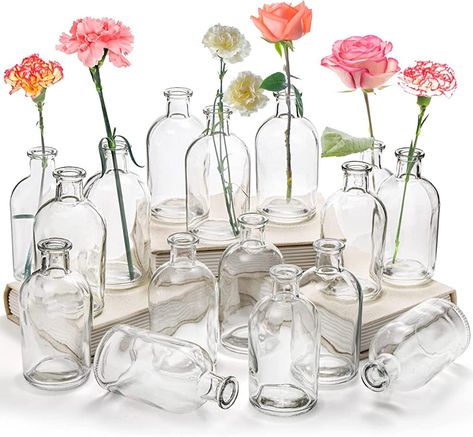 Milk Bottle Flowers, Vases Clear, Bud Vase Centerpiece, Office Table Decor, Glass Vases Centerpieces, Long Stem Flowers, Bottle Centerpieces, Glass Flower Vase, Table Centerpiece Decorations