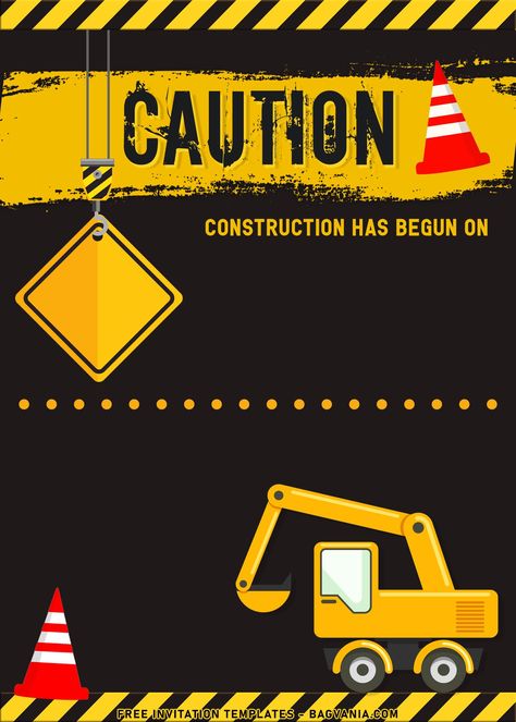 Nice 8+ Construction Birthday Invitation Templates #free #freeinvitation2019 #birthday #disney #invitations #invitationtemplates Construction Theme Party Invitations, Construction Invitation Template, Construction Theme Invitation Template, Excavator Birthday Party Invitation, Excavator Invitation, Excavator Invitation Template, Construction Birthday Party Invitations, Construction Birthday Invitations Free, Construction Signs Printable