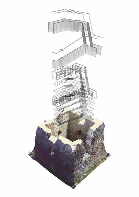 Gallery of Kalø Tower Visitor Access / MAP Architects + Mast Studio - 16 Conservation Architecture, Ruins Architecture, Medieval Tower, Renovation Architecture, Master Thesis, Architectural Representation, New Architecture, Steel Frame Construction, Architecture Collage