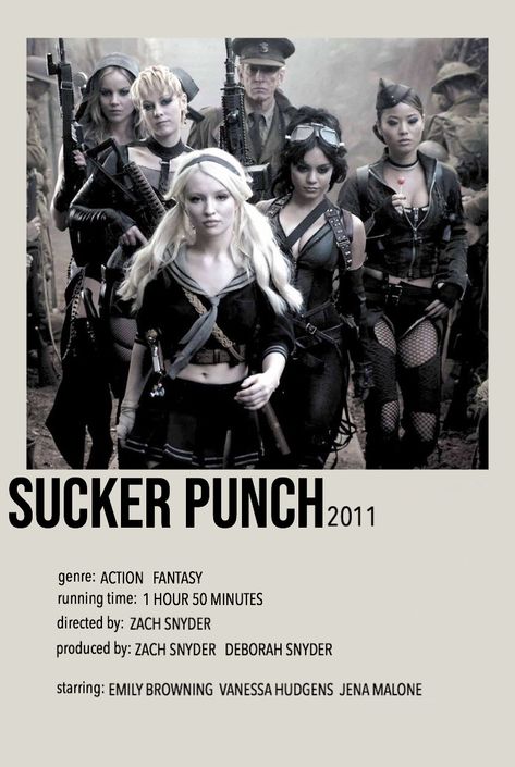 Sucker Punch Movie Poster, Sucker Punch Poster, Suckerpunch Movie, Sucker Punch Cosplay, Movie Character Posters, Show Posters, Movie Journal, Action Movie Poster, Iconic Movie Posters