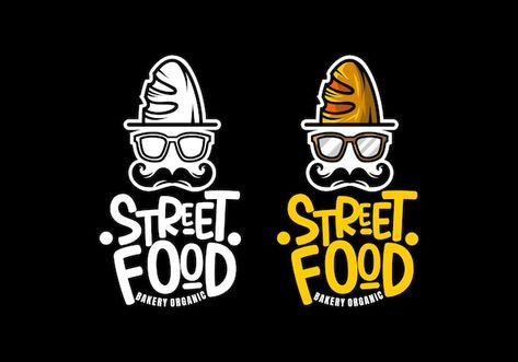 Logo street food bakery vector illustrat... | Premium Vector #Freepik #vector #vintage-logo #food-logo #restaurant-logo #bakery-logo Street Food Logo Design Ideas, Resturant Logo Design Ideas, Fast Food Logo Design Ideas, Street Food Logo Design, Astro Illustration, Street Food Illustration, Logo Food Design, Street Food Logo, Foodies Logo