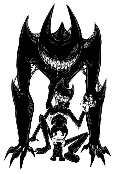 .:A Hell of a Picture:. by Kryptangel Bendy Drawing, Bendy Ink Demon, Demon Cartoon, The Ink Demon, Bendy Art, Ink Bendy, Bendy Y Boris, Ink Demon, Scary Drawings