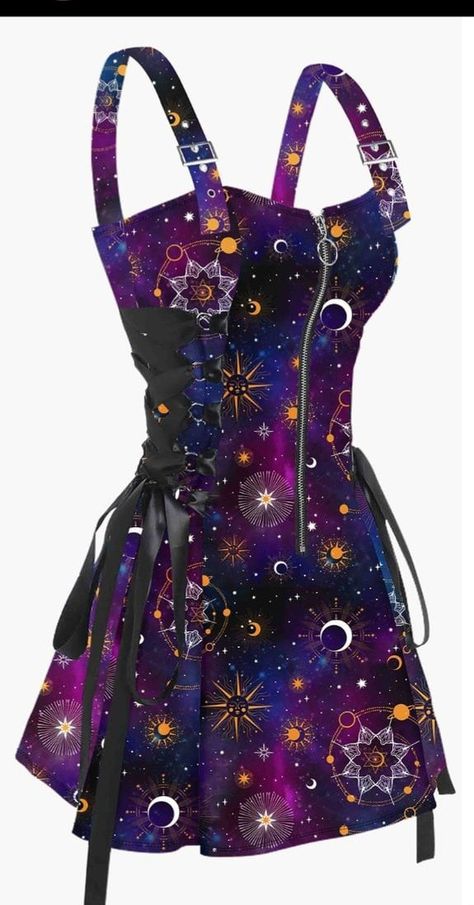 Outer Space Fashion, Galaxy Inspired Outfits, Space Core Outfits, Space Aesthetic Outfit, Jasmine Character, Space Goth, Space Clothing, Galaxy Outfit, Galaxy Dress