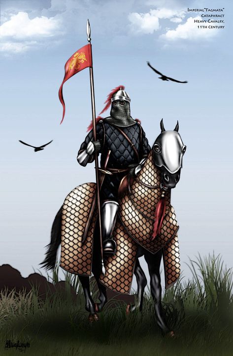 Ps cs3. About 12 hours. Byzantine heavy cavalry, 11th century. This type of elite heavy cavalry was named "cataphract"which means fully armoured, in a way. Byzantine Cataphract, Byzantine Soldier, Byzantine Army, Heavy Cavalry, Historical Warriors, Eastern Roman, Ancient Warfare, Greek History, Byzantine Empire