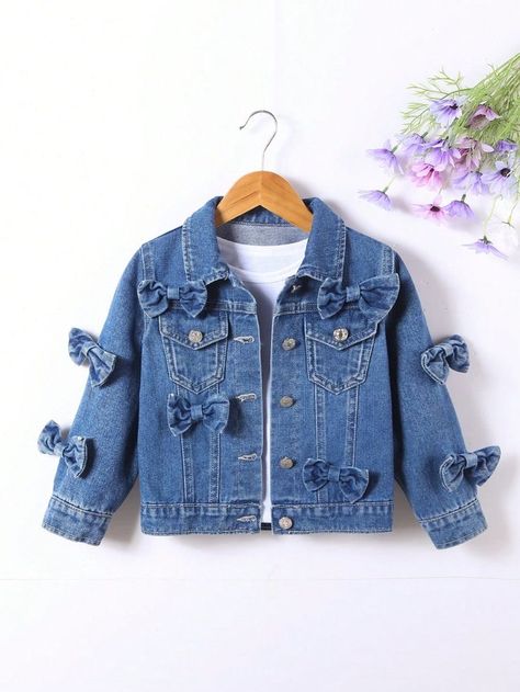 Skirt Ideas, Kids Denim, Jeans Diy, Denim Blouse, Girls Denim, Denim Jackets, Girls Bows, Girls Clothing, Flap Pocket