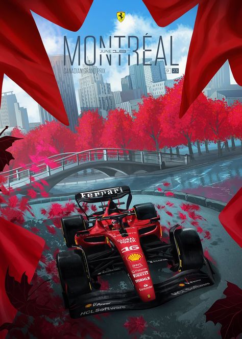 Formula 1 Canada, Grand Prix Posters, Ferrari Poster, Canadian Grand Prix, Montreal Canadians, F1 Art, F1 Wallpaper Hd, Formula 1 Car Racing, F1 Poster