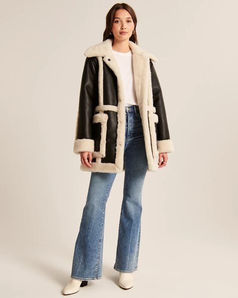 Shearling Coat Womens, Faux Shearling Jacket, Aviators Women, Fashion Trends Winter, Shearling Coat, Sherpa Lined, Shearling Jacket, Women's Coats & Jackets, Suede Jacket