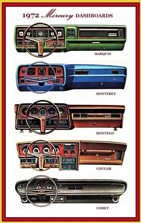 Car Brands Logos, Automobile Advertising, Dashboard Car, Dash Board, Mercury Cars, Ford Lincoln Mercury, American Classic Cars, Ford Classic Cars, Car Dashboard