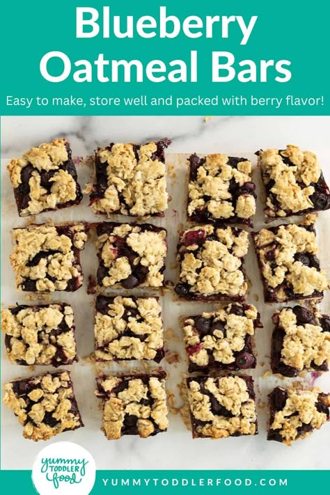 Blueberry Oatmeal Bars Soft Baked Bars For Toddlers, Toddler Oatmeal Bars, Reese Recipes, Make Ahead Snacks, Abundance Bowl, Blueberry Oat Bars, Blueberry Oatmeal Cookies, Blueberry Snacks, Oatmeal Bars Recipes