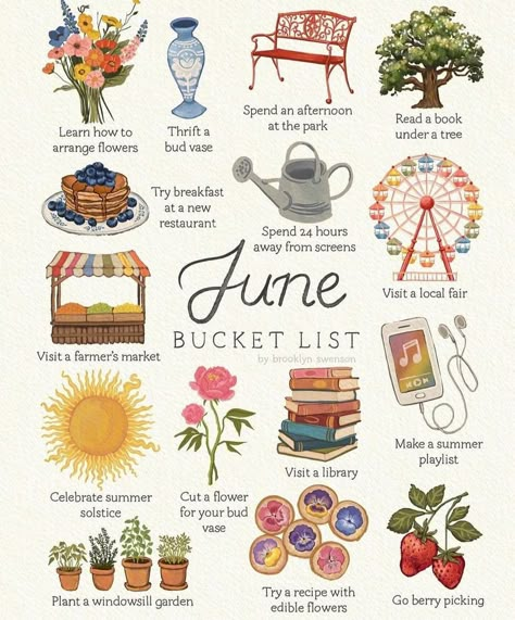 June Bucket List, Yearly Bucket List, Monthly Bucket List, Seasonal Bucket List, Year Bucket List, Monthly Ideas, Tree Buds, Cottagecore Living, Windowsill Garden