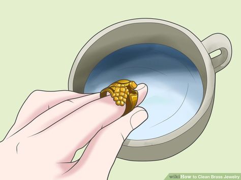 5 Ways to Clean Brass Jewelry - wikiHow Cleaning Brass, Cleaning Methods, How To Clean Silver, Brass Ring, Cleaning Organizing, Brass Jewelry, Keep Jewelry, Cleaning Jewelry, 5 Ways