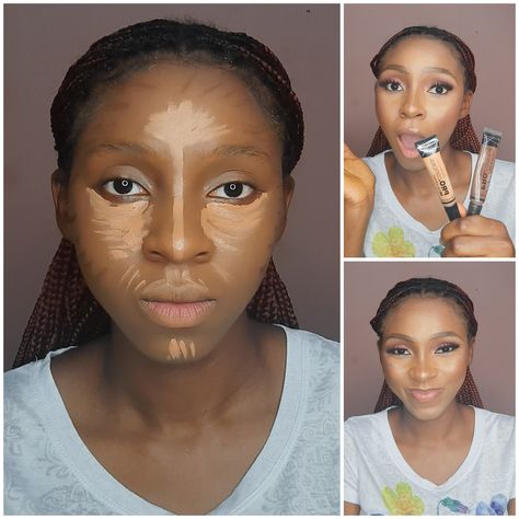 Nigerian Makeup Tutorial, Nigerian Makeup, Bronzer Tips, Contour Products, Apply Highlighter, Contouring For Beginners, Highlight And Contour, Round Face Makeup, Beauty Quotes For Women