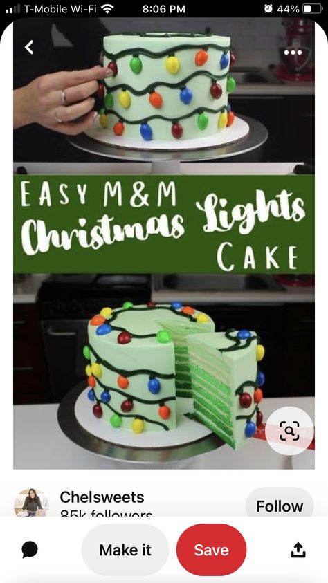 Christmas Lights Cake, Green Buttercream, Christmas Cakes Easy, Christmas Cake Pops, Cake Christmas, Christmas Cake Designs, Light Cakes, Christmas Cake Decorations, Christmas Cake Recipes