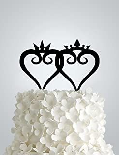 King And Queen Wedding, Simple Wedding Cake Toppers, Acrylic Wedding Cake Topper, Queen Wedding, Heart Wedding Cakes, Disney Wedding Cake, Queen Cakes, Wedding Dress Photography, Heart Cake Topper