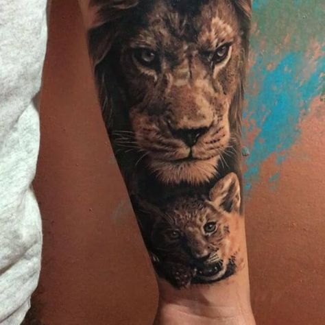 15+ Best Lion and Cub Tattoo Collection of 2020 | PetPress Lion And Cub Tattoo, Lioness And Cub Tattoo, Lion Cub Tattoo, Cub Tattoo, Female Lion Tattoo, Lion And Cub, Lion Forearm Tattoos, Tiger Tattoo Sleeve, Cubs Tattoo