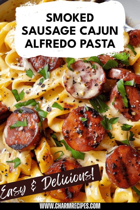 Enjoy an unforgettable meal with this Smoked Sausage Cajun Alfredo. This rich dish brings out the fantastic flavors of smoky sausage paired perfectly with a creamy and spicy Alfredo sauce. Easy to make and packed with zest, it's perfect for a hearty dinner that's sure to impress family and friends. Discover the perfect combination of pasta and Cajun influence that will ignite your taste buds and satisfy your cravings. This recipe makes a delightful dinner any night of the week and is as delicious as it is easy to prepare.