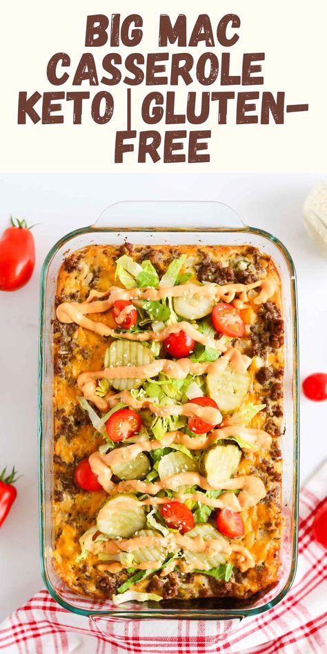 Craving the iconic flavors of a Big Mac but want to keep it low carb? This Keto Big Mac Casserole has all the juicy, savory goodness of the classic. Layered with seasoned beef, melty cheese, pickles, and a tangy special sauce, it's a deliciously satisfying dinner the whole family will love. Perfect for meal prep, low carb eating, or a quick weeknight dinner Big Mac Meal Prep, Big Mac Sauce Keto, High Protein Big Mac Bowl, Big Mac Casserole Keto, Keto Big Mac Casserole, Big Mac Casserole, Low Carb Casserole Recipes, Keto Big Mac, Recipes Using Hamburger