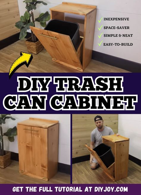 Easy-To-Build DIY Trash Can Cabinet Diy Trash Can Cabinet, Diy Trash Can, Wooden Trash Can, Can Cabinet, Trash Can Covers, Trash Can Cabinet, Environmentally Friendly Living, Outdoor Trash Cans, Farmhouse Kitchen Remodel