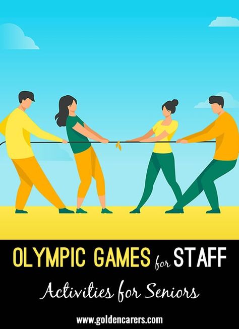 Olympic Games for Staff Office Olympics, Beer Olympic, Nursing Home Activities, Office Games, Activity Director, Elderly Activities, School Staff, Senior Care, Olympic Games