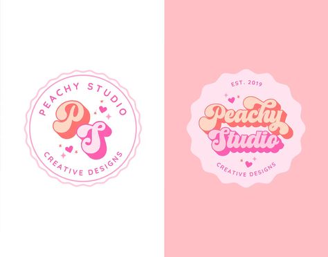 Boho Retro Logo Instant Download, Groovy Script Logo Design, Small Business Logo, Photographer Logo, Bright Colorful Logo Brand Kit, Peachy - Etsy Groovy Logo, Script Logo Design, Girly Logo, Small Business Logo Design, Sticker Food, Food Logo Design Inspiration, Etsy Logo, Retro Logo Design, Illustrator Design Tutorial