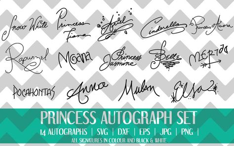 Disney Character Signatures Ideas, Ariel Signature, Disney Princess Signatures, Disney Font Free Download, Walt Disney Signature, Disney Signatures, Disney Princess Gifts, Disney Movie Posters, Gratitude Journal Prompts