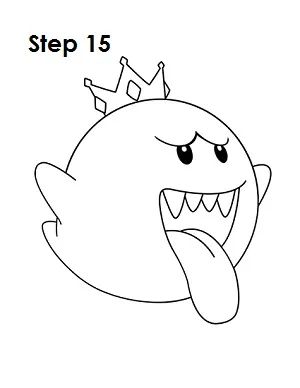 Draw King Boo Step 15 King Boo Mario, Super Mario Tattoo, Animation Drawing Sketches, Mario Tattoo, Video Game Tattoo, Mario Coloring Pages, Cartoon Drawing Tutorial, King Boo, Cartoon Tattoos