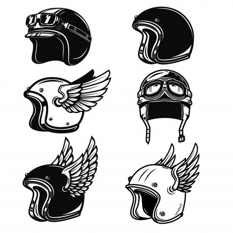 Helmets Design, Biker Logo Design, Motorbike Illustration, Helmet Drawing, Biker Logo, Vogel Tattoo, Helmet Tattoo, Biker Helmets, Motos Vintage