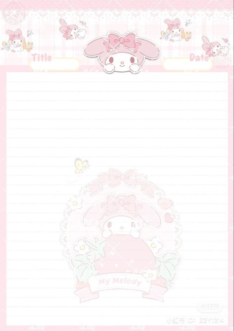 My Melody Memo Pad Printable, Sanrio Memo Pad Printable, Sanrio Paper, Kawaii Printables, Cute Writing, Memo Pad Design, Hello Kitty Printables, Cute Twitter Headers, Writing Paper Printable Stationery