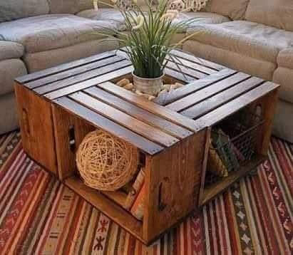 Diy Wood Crate, Wood Crate Coffee Table, Crate Coffee Table, Diy Coffee Table, Wood Crates, Diy Furniture Table, Best Diy, Diy Pallet Projects, Furniture Dining Table