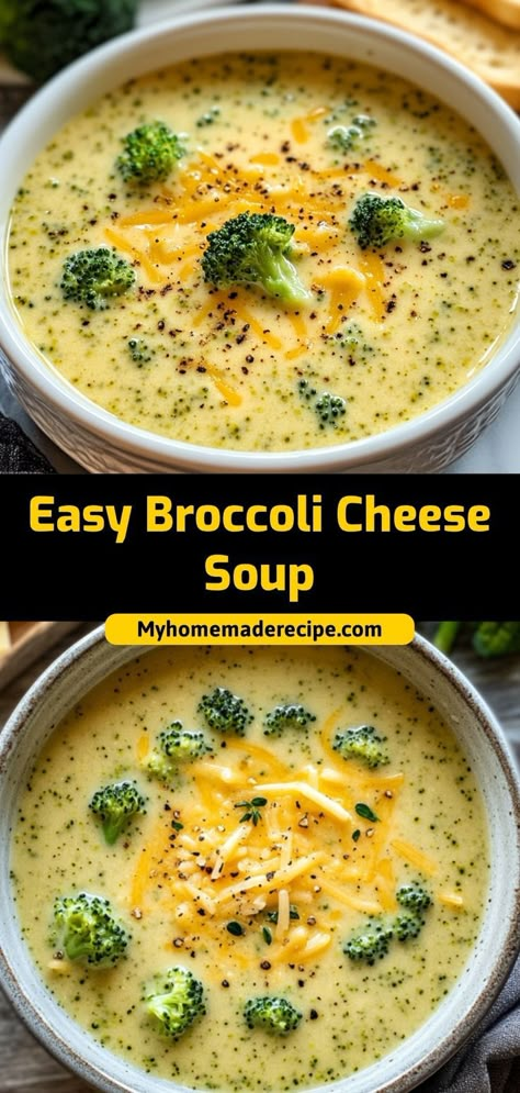 🥦 The creamiest, cheesiest Broccoli Soup ever! This velvety smooth comfort soup is loaded with fresh broccoli and melty cheese. A family favorite that's ready in minutes. Ingredients: 4 cups fresh broccoli 8 oz sharp cheddar 4 cups chicken broth 1 cup heavy cream Pure cheesy comfort in every spoonful! 🧀✨ Broccoli Cheese Chicken Soup, Broccoli Soup Recipes Easy, Easy Broccoli Cheese Soup, Easy Broccoli Cheddar Soup, Chicken Broccoli Soup, Best Broccoli Cheese Soup, Hearty Chicken Soup, Cheesy Broccoli Soup, Broccoli Cheddar Soup Recipe