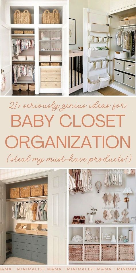 Preparing your baby nursery, and trying to figure out how to get all that baby closet organization in order? You need to see these incredibly well organized nurseries - our very favorite nursery closet organization ideas for baby clothes storage & getting your baby clothes organization in tip top shape before baby is born! Nursery Closet Wallpaper Ideas, Kallax Nursery Closet, Above Closet Storage Ideas, Newborn Nursery Organization, Nursery Organization Tips, Baby Sock Organization, Organizing Baby Closet, How To Store Baby Clothes, Infant Closet Organization