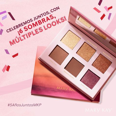 Inspirada en los colores del atardecer 🌅. Celebra nuestros #5AñosJuntosMKP creando múltiples looks en acabados luminosos, metálicos y mates. ¡Pídela ahora! Conmigo Mary Kay Ash, Mary Kay, Ash