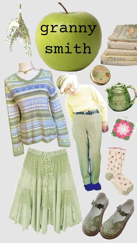 #grandmacore #grandmaaesthetic #grandma #granny #smith #apple #aesthetic #oufitinspo #outfit Granny Core Aesthetic, Grandmacore Outfit, Grandma Outfit, Grandmacore Aesthetic, Grandmother Aesthetic, Grandma Clothes, Apple Aesthetic, Grandma Aesthetic, Grandma Style