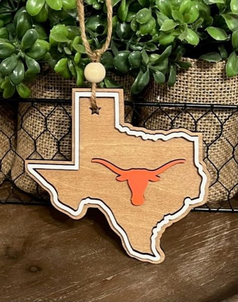 Show your school pride with this adorable Texas Shaped Christmas Ornament! Texas Christmas Ornaments, Texas Shape, Texas Christmas, Grapevine Tx, College Logo, School Pride, Texas Longhorns, Grape Vines, Etsy App