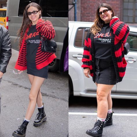 Katie Sturino (@katiesturino) • Instagram photos and videos Doc Martens Outfit Plus Size, Skirt With Tights And Boots, Olivia Rodrigo Outfits, Outfits Cold Weather, Katie Sturino, Dare Shirt, Martens Outfit, Plus Size Inspiration, Doc Martens Outfit