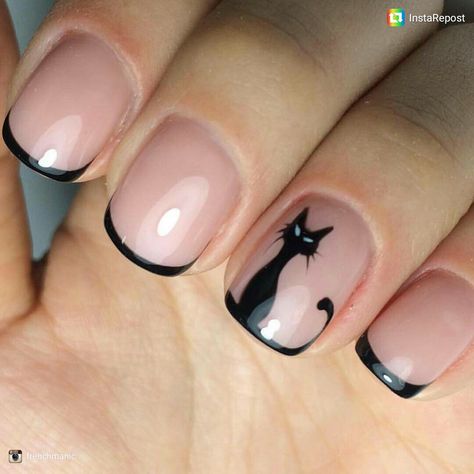 Nails art Cat Nail Designs, Cat Nail Art, Halloween Acrylic Nails, Nagel Tips, Her Nails, Christmas Nails Acrylic, Cat Nails, Nail Swag, Black Nail