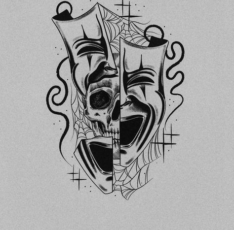 Joker Flash Tattoo, Unique Small Drawings, Two To Look One To See Tattoo, Dual Personality Tattoo, Men Tiny Tattoo Ideas, Mens Tattoo Designs Drawing, Male Sleeve Tattoos, Knee Cap Tattoo Men, Tattoo Drawings For Men