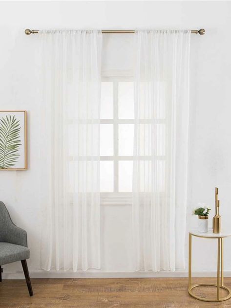 Flower Curtain, Long Curtains, Curtain Designs, Affordable Home Decor, Sheer Curtain, White Mesh, Mesh Design, Curtains Bedroom, New Room