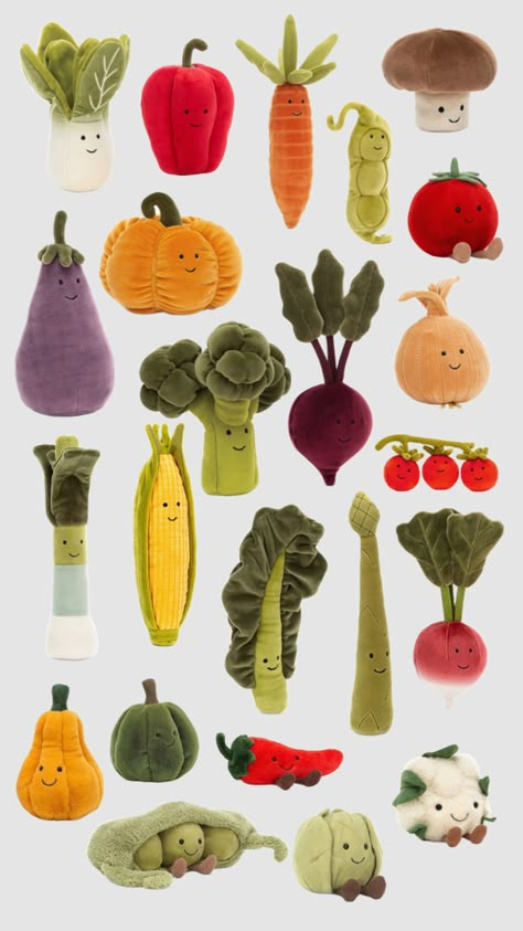 jellycat vegetables Garden Nursery, Garden Theme, Diy Clay Crafts, Fruit And Veg, Diy Clay, Nursery Themes, Clay Projects, Children Illustration, Clay Crafts