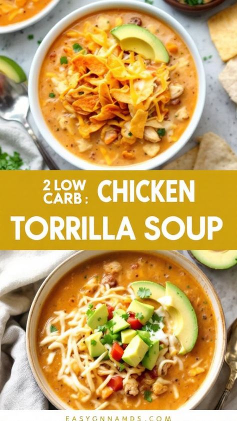 Explore these easy chicken tortilla soup ideas 🍲 with simple ingredients for big flavor. Quick to make and perfect for weeknight dinners! Low Carb Chicken Tortilla Soup, Keto Chicken Tortilla Soup, Tortilla Soup Recipes, Chicken Tortilla Recipe, Easy Tortilla Soup Recipe, Easy Chicken Tortilla Soup Recipe, Easy Chicken Tortilla Soup, Best Chicken Tortilla Soup, Healthy Chicken Tortilla Soup