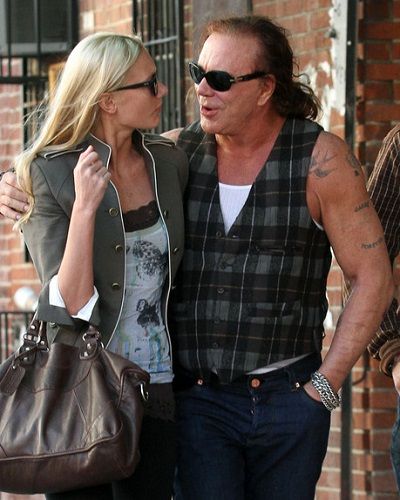 After all the unstable relationships, Mickey Rourke is going strong! D'arcy Wretzky, Terry Farrell, Mickey Rourke, Actor Studio, Best Boyfriend, New Girlfriend, Married Men, Movie Premiere, Mens Style