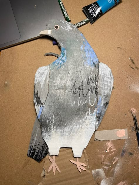 Cardboard Pigeon, Cardboard Bird, Anastacia Disney, Cardboard Projects, Collage Art Projects, Cardboard Art, Homeschool Art, Bird Sculpture, Bird Drawings