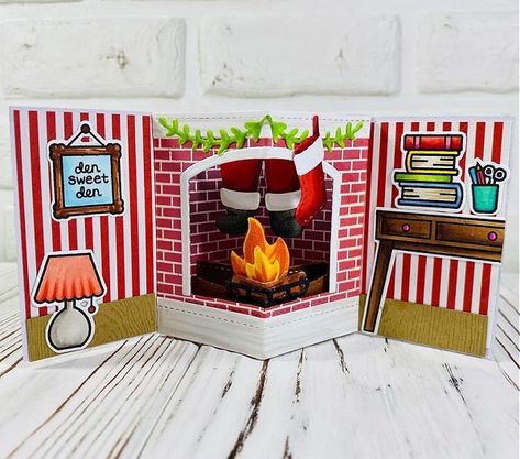 Popup Christmas Cards, Christmas Cards 3d, Paper Cards Diy, Lawn Fawn Blog, Fancy Fold Card Tutorials, Lawn Fawn Stamps, Welcome To My Youtube Channel, Lawn Fawn Cards, Interactive Cards