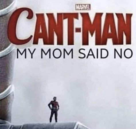 Cant-Man My Mom Said No | Marvel Comics | Know Your Meme Response Memes, Sticker Material, Marvel Jokes, Funny Reaction Pictures, Memes Humor, Reaction Images, Reaction Memes, Nalu, Marvel Memes