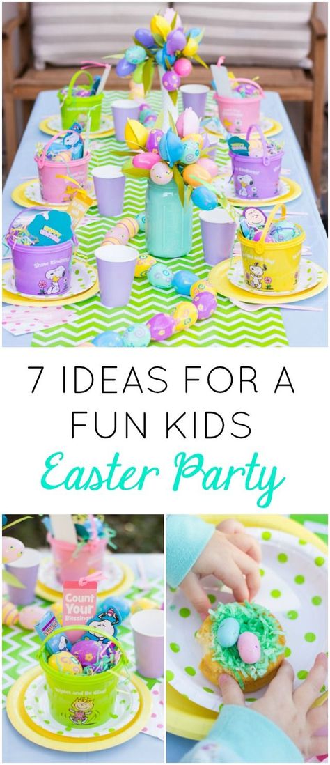 Celebrate Easter with a family friendly party! Here are seven ideas for a Easter party the kids will love. Easter Party Ideas, Easter Egg Hunt Party, Egg Hunt Party, Kids Easter Party, Easter Party Games, Easter Birthday Party, Easter Party Food, Easter Eggs Kids, Easter Preschool