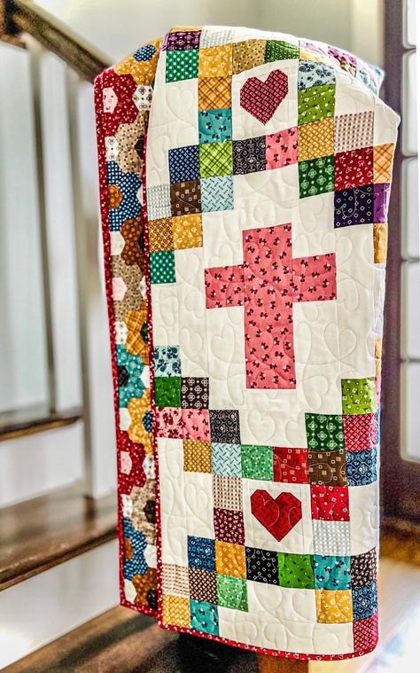 Golf Quilt, Heart Quilt Pattern, Cross Quilt, Cross Heart, Perfect Peace, Scrap Quilt, Easy Quilt Patterns, Calico Fabric, Memory Quilt