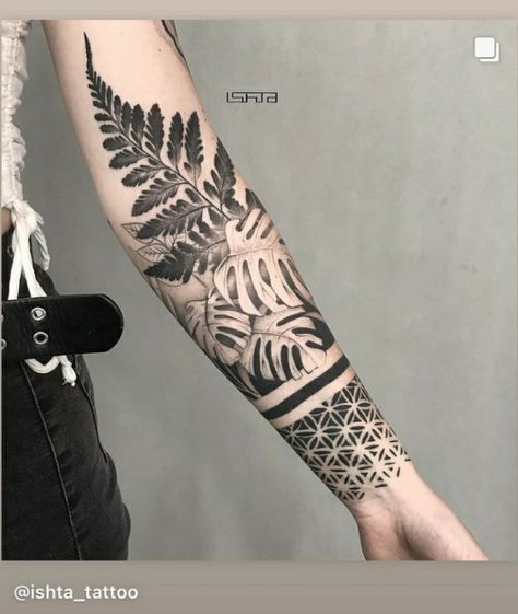 Fern Half Sleeve Tattoo, Foliage Sleeve Tattoo, Fern Sleeve Tattoo, House Plant Tattoo Sleeve, Plant Half Sleeve Tattoo, Foliage Tattoo Sleeve, Shoulder To Neck Tattoos For Women, Botanical Tattoo Men, Fern Tattoo Sleeve