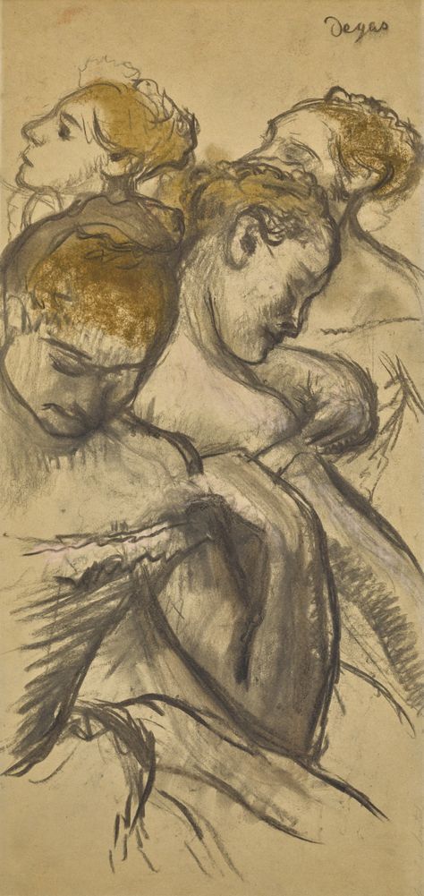 Edgar Degas 1834 - 1917 QUATRE DANSEUSES signed Degas (upper right) charcoal and pastel on paper 60.3 by 29.7cm., 23 3/4 by 11 5/8 in. Executed circa 1902. Degas Drawings, Edgar Degas Art, Master Watercolor, Sothebys Art, Francis Picabia, Mary Cassatt, Auguste Rodin, Albrecht Durer, Edgar Degas