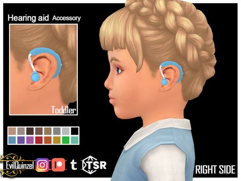 The Sims Resource - Hearing Aid Toddler Right side The Sims 4 Accessories, Sims Accessories, Sims 4 Children, Sims 4 Body Mods, Sims 4 Cc Folder, Sims 4 Teen, Sims 4 Dresses, Sims 4 Toddler, Sims Four